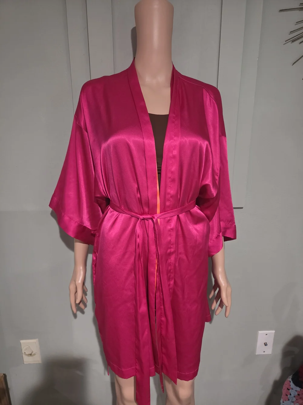Victoria’s Secret Vintage Hot Pink Satin Kimono Robe One Size